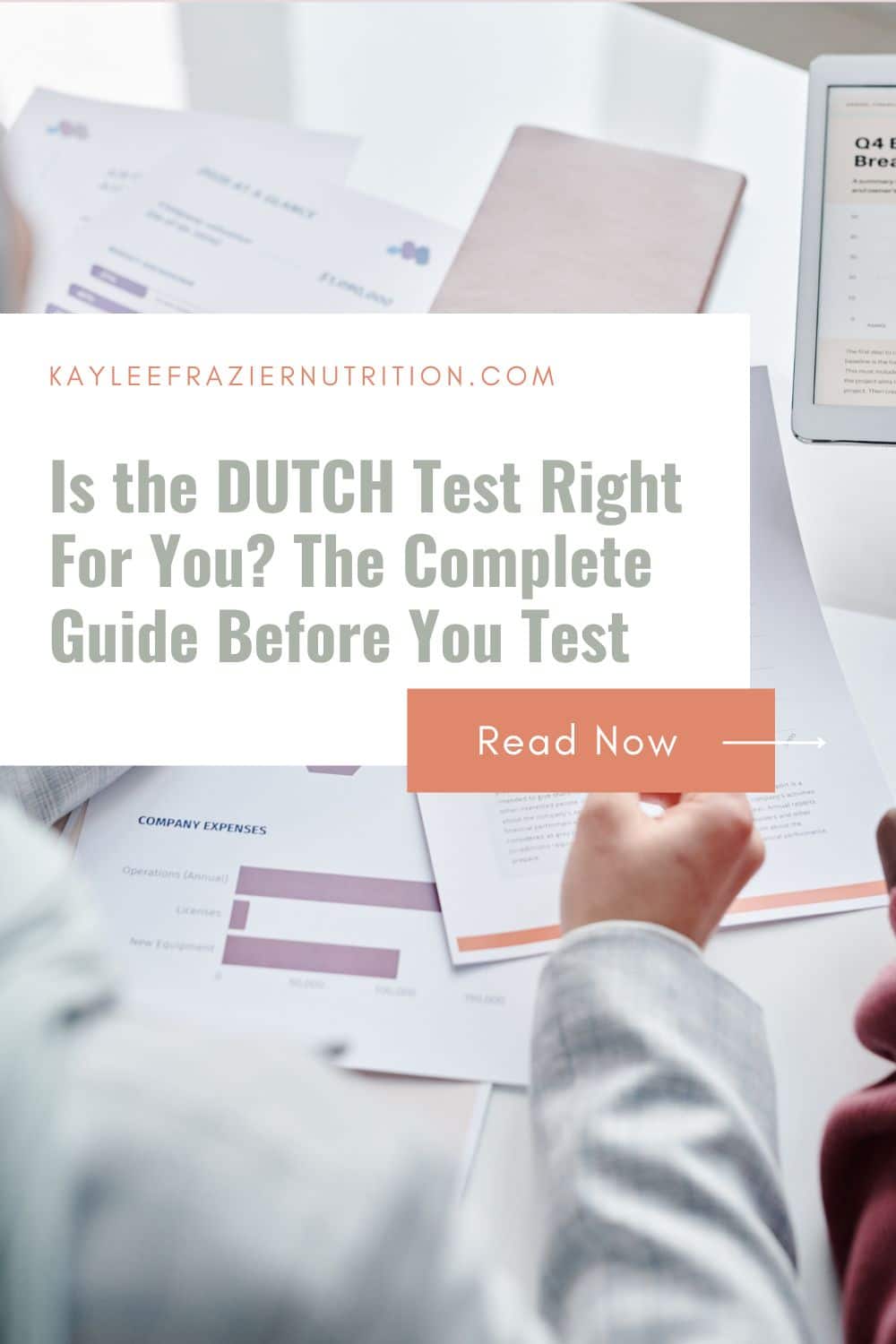 Image of people reviewing test results with the name of the article overlaid